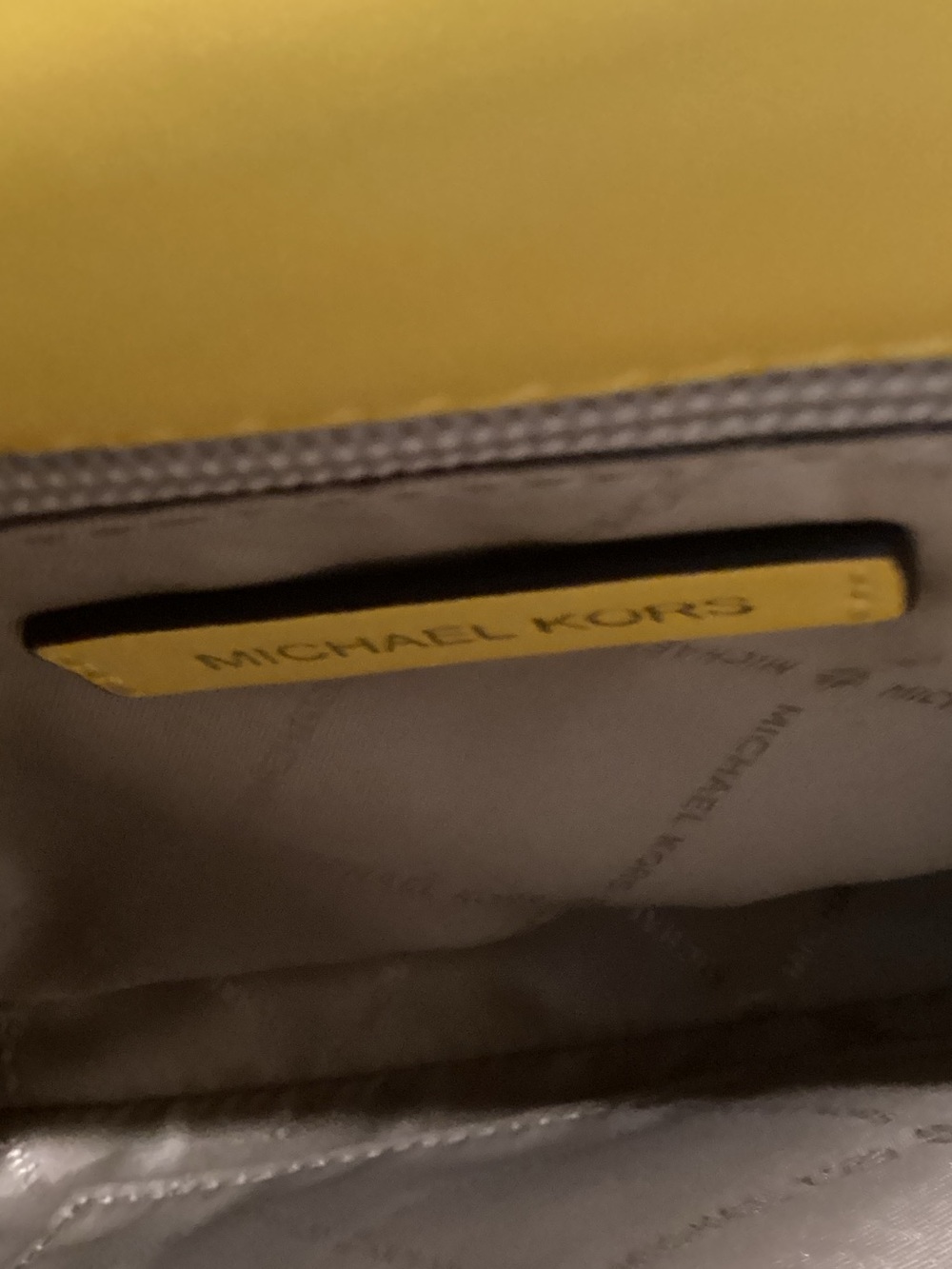 Michael Kors Yellow and White Signature Canvas Crossbody with Gold Hardware. - Picture 5 of 6